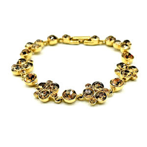 Vintage AVON Brown Rhinestone Gold Tone Tennis Bracelet 7"